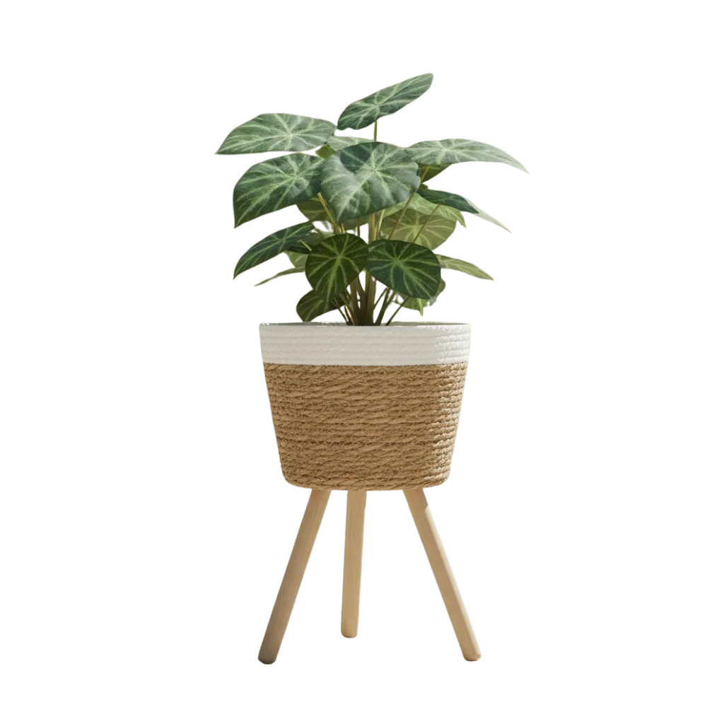 Maceta Tejida Yute Con Patas Beige
